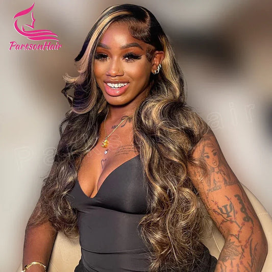Ready To Wear 13*4 13*6 HD Body Wave Highlight  Black With Blonde Lace Frontal Wigs Human Hair Wig For Black Women Brazilian