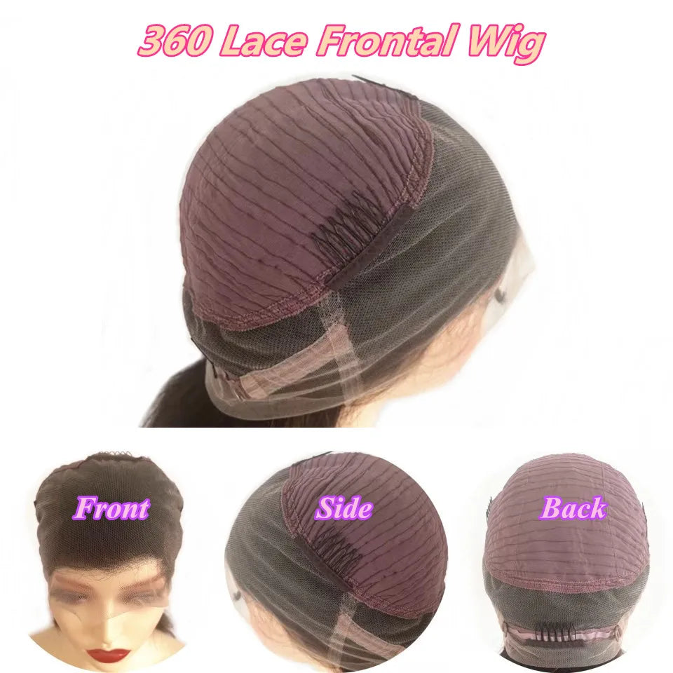 Brown #4/6 Highlight Natural Wavy Glueless 5x5 Silk Top Closure Wigs Human Hair Pre Plucked Remy Brazilian 360/Full Lace Wigs