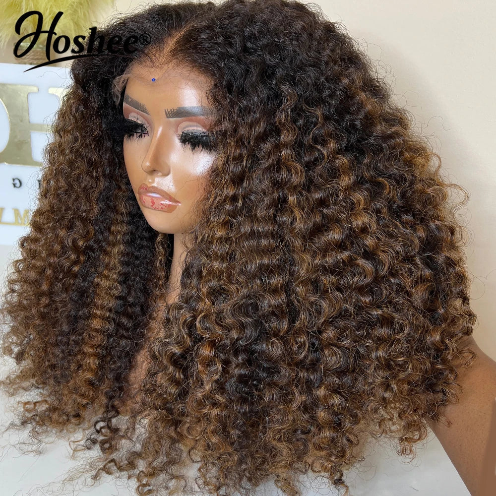 Latina Curly Dark Brown Colored 13X4 Human Hair Wigs For Black Women Glueless Bouncy Curly 4x4 Pre-Cut Lace Wig Human Hair Remy