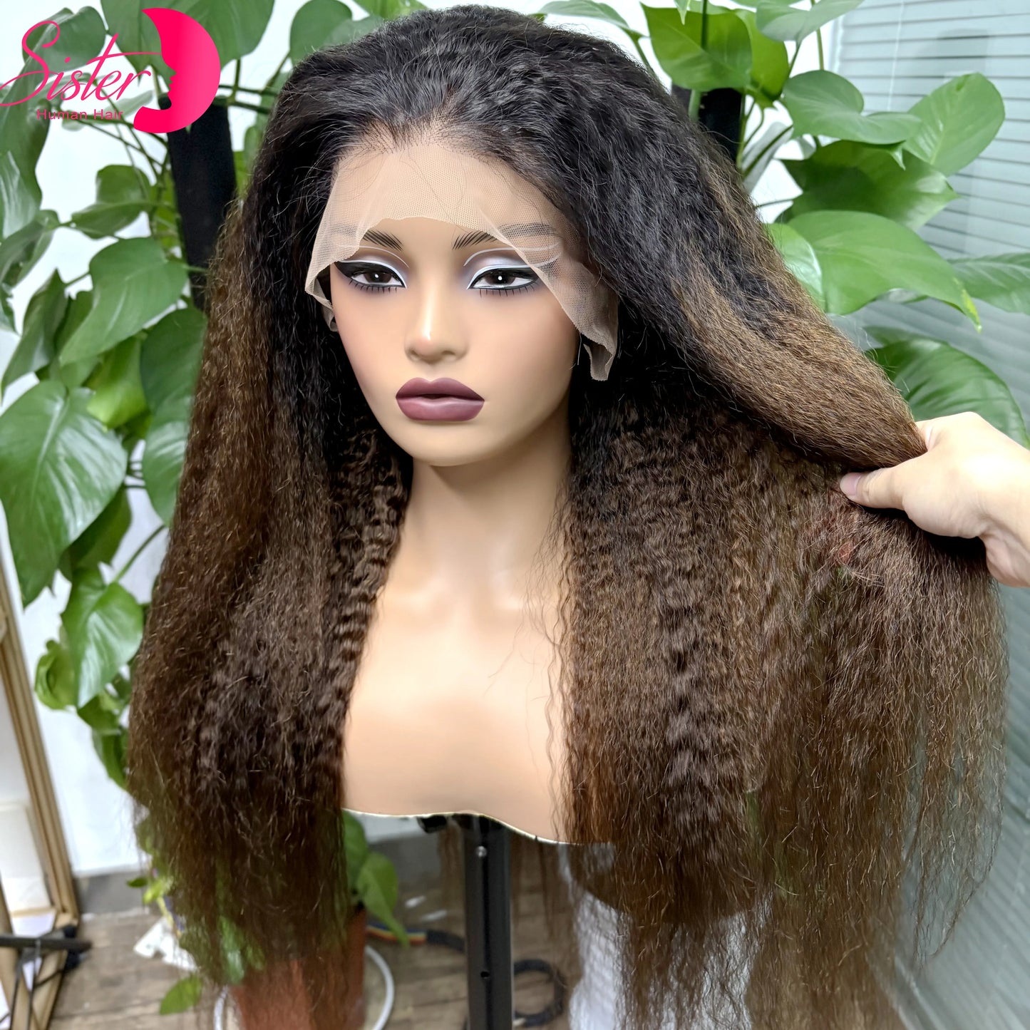 26 28in T1B/4 350% Density 13x4 Lace Front Yaki Straight Human Hair Wigs Kinky Straight Brazilian Remy Hair Wig For Black Women