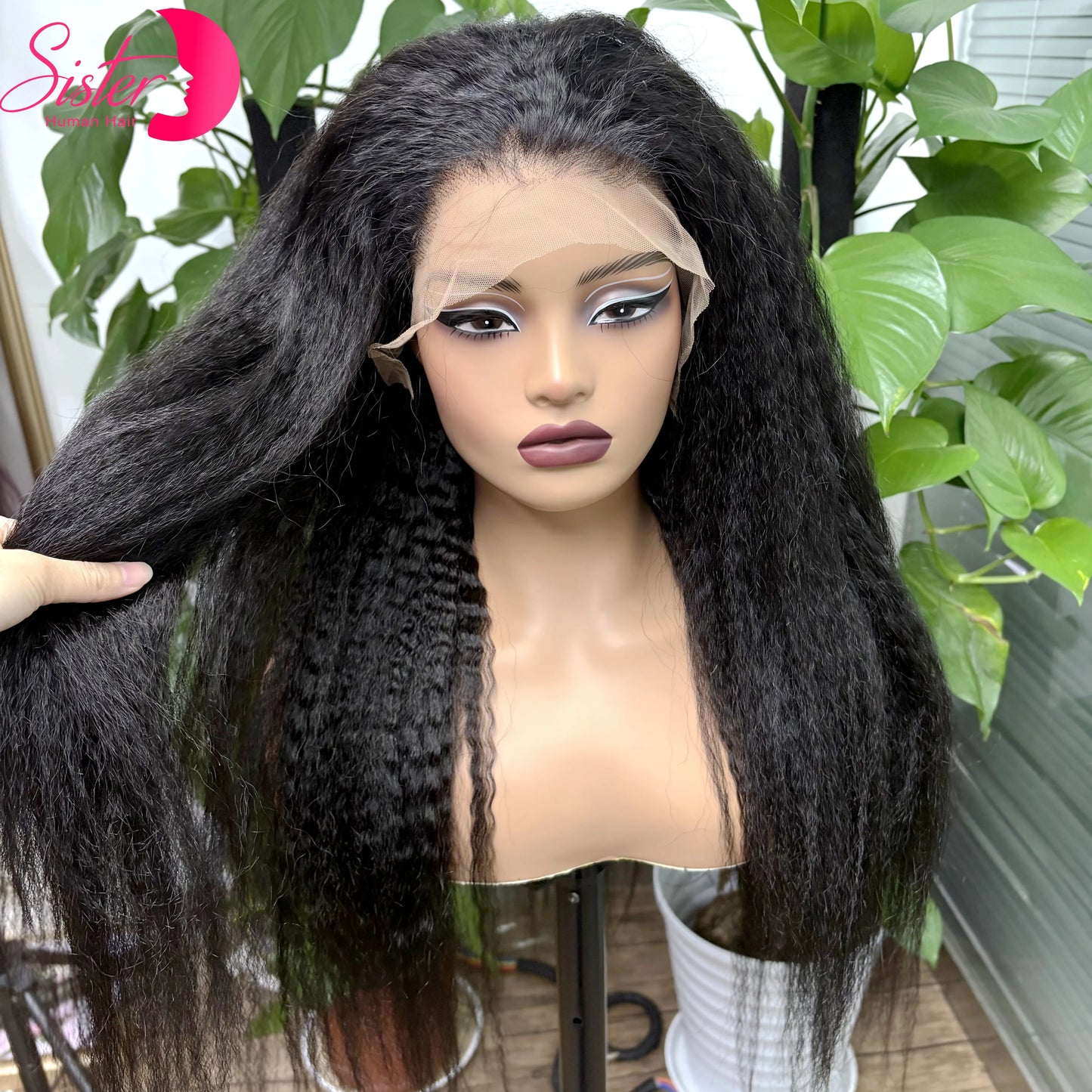 26 28in T1B/4 350% Density 13x4 Lace Front Yaki Straight Human Hair Wigs Kinky Straight Brazilian Remy Hair Wig For Black Women